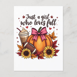 Carte Postale Faire-part Juste une fille qui aime Chute Citrouille Épice La
