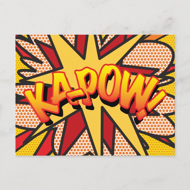 Carte Postale Faire-part KA-POW Fun Retro Comic Book Pop art (Devant)
