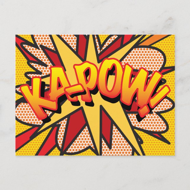 Carte Postale Faire-part KA-POW Votre message Parole Buble Fun Retro (Devant)