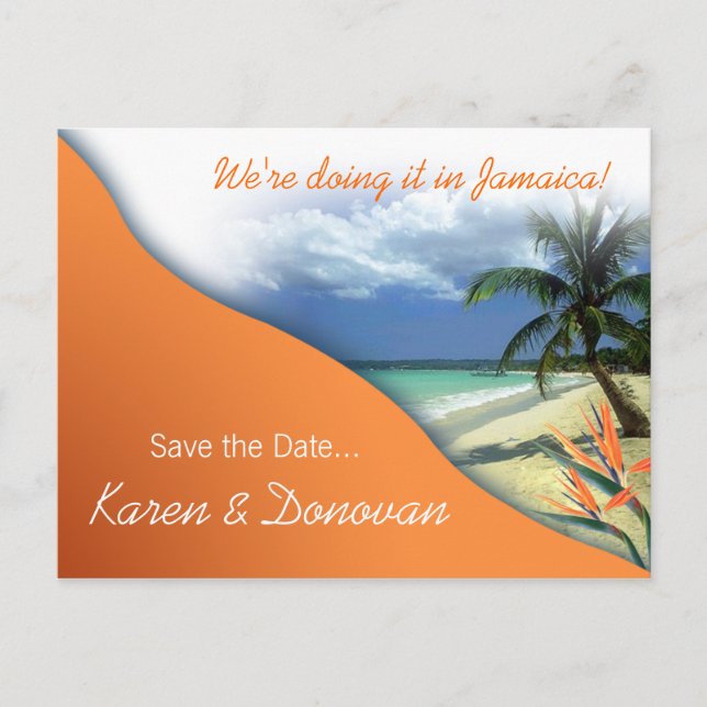 Carte Postale Faire-part Karen's Custom Jamaïque Save The Date (papaye) (Devant)