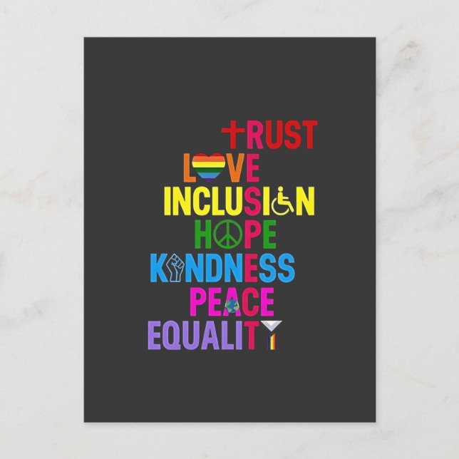 Carte Postale Faire-part Kindness Peace Equality Love Inclusion Hope (Devant)