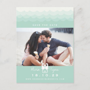 Carte Postale Faire-part Kissing Seahorses Love Hearts Beach Enregistrer La