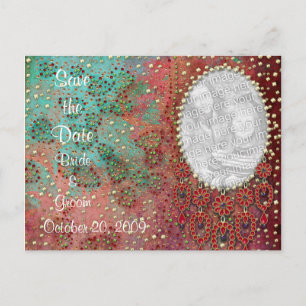 Carte Postale Faire-part KRW Custom Indian Jeweled Photo Enregistrer la dat