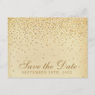 Carte Postale Faire-part La collection de mariage confettis or Vintage Glam