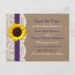 Carte Postale Faire-part La Collection de Mariage Tournesol Rustique - Viol