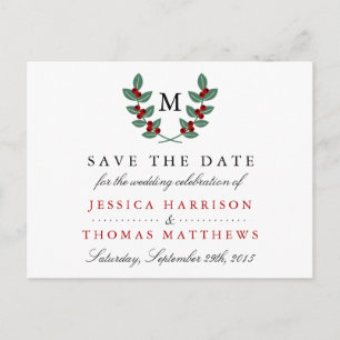 Carte Postale Faire-part La collection de Mariages Monogram Berry Bush
