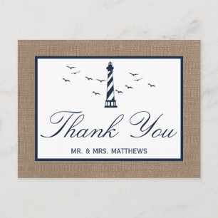 Carte Postale Faire-part La collection Mariage de Burlap du phare nautique