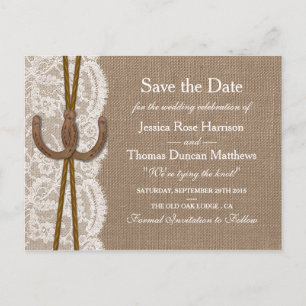 Carte Postale Faire-part La Collection Rustic Horseshoe Enregistrer La Date