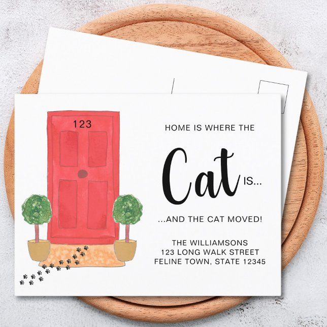 Carte Postale Faire-part La maison est où le chat déménage (Créateur téléchargé)