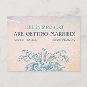 Carte Postale Faire-part La mer vintage turquoise Shell mettent en rouleau