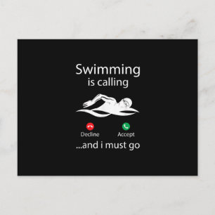 Carte Postale Faire-part La natation appelle déclin accepter et je doit par
