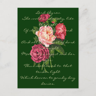 Carte Postale Faire-part La pivoine vintage fleurit seigneur Byron Love