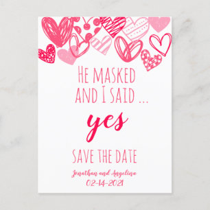 Carte Postale Faire-part La Saint Valentin rose amusante sauve la date