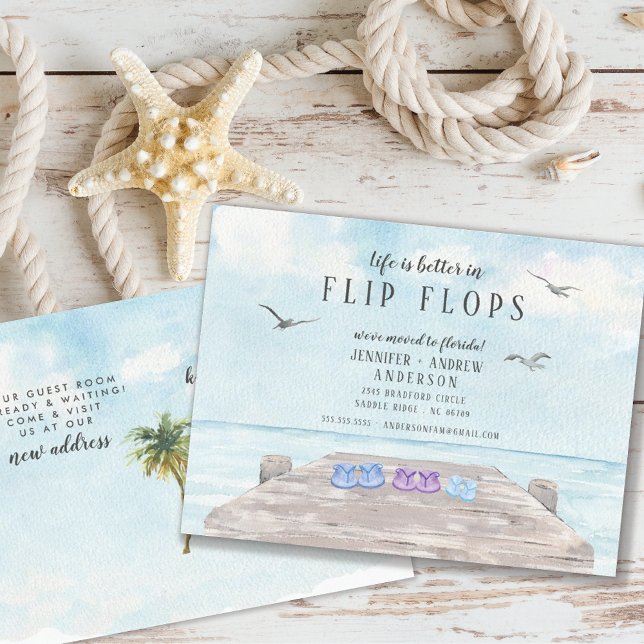 Carte Postale Faire-part La Vie Est Meilleure En Flip Flops En Mouvement Fa (Créateur téléchargé)