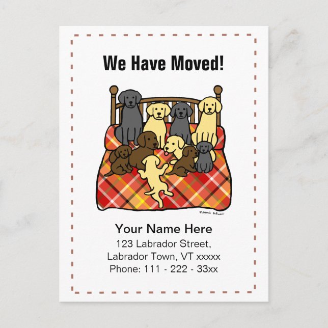 Carte Postale Faire-part Labrador Dogs Cartoon Nouvelle adresse (Devant)