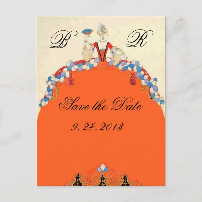 CARTE POSTALE FAIRE-PART LADY ORANGE / MARIAGE PARTY ENREGISTRER LE MONOGRA (Devant)