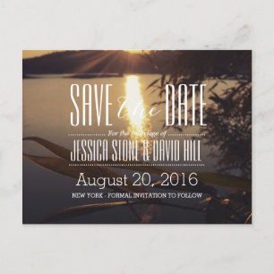 Carte Postale Faire-part Lake Sunset Wedding Enregistrer la date