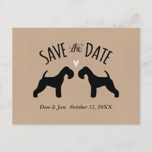 Carte Postale Faire-part Lakeland Terrier Silhouettes Mariage Enregistrer l