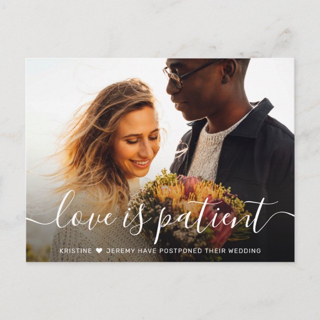 Carte Postale Faire-part L'amour est le Mariage photo Script Patient Postpo (Devant)