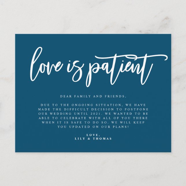 Carte Postale Faire-part L'Amour Est Le Report Mariage Patient (Devant)