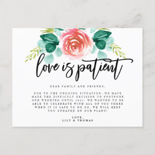 Carte Postale Faire-part L'amour est un report de mariage patient