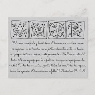 Carte Postale Faire-part L'amour ne manque jamais~Espagnol~Mariage~Date de 