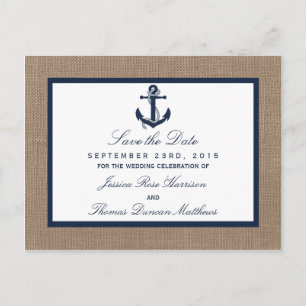 Carte Postale Faire-part L'Ancre De La Marine Sur La Collection De Mariages
