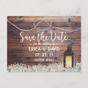 Carte Postale Faire-part Lanterne de grange rustique Tying the Knot Save th