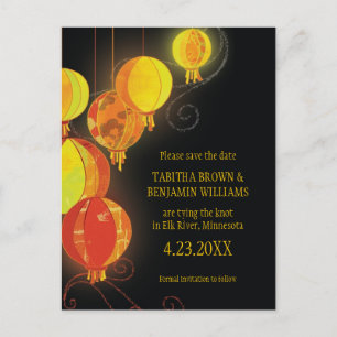 Carte Postale Faire-part Lanternes de pendaison moderne Mariage Enregistrer