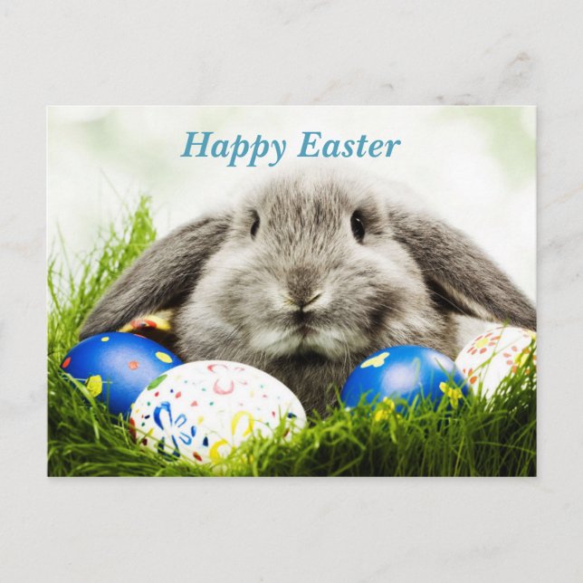 Carte Postale Faire-part Lapin de Pâques heureux (Devant)
