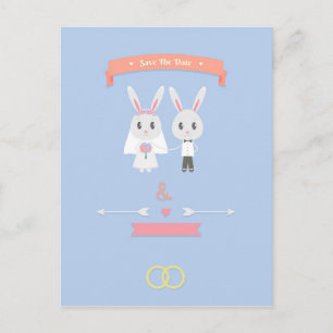 Carte Postale Faire-part lapin enregistrer la date