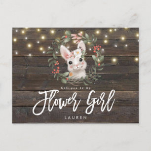 Carte Postale Faire-part lapin rustique floral veux-tu être ma demoiselle d
