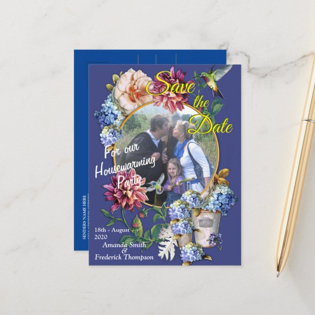 Carte Postale Faire-part L'aquarelle florale de l'ère victorienne  (Devant/Arrière en situation)