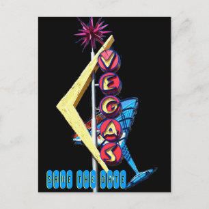 Carte Postale Faire-part Las Vegas au néon frais épousant le signe