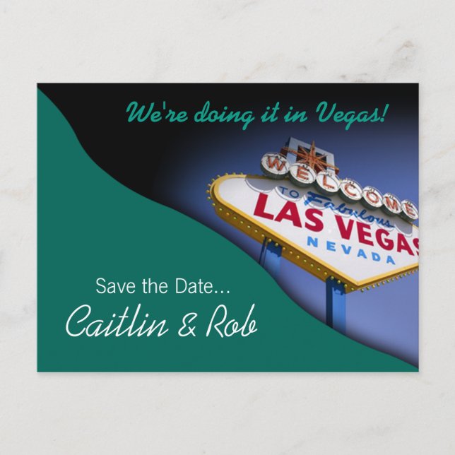 Carte Postale Faire-part Las Vegas Enregistrer La Date (turquoise) (Devant)