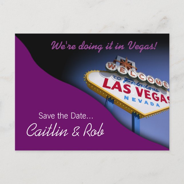 Carte Postale Faire-part Las Vegas Enregistrer La Date (violet) (Devant)