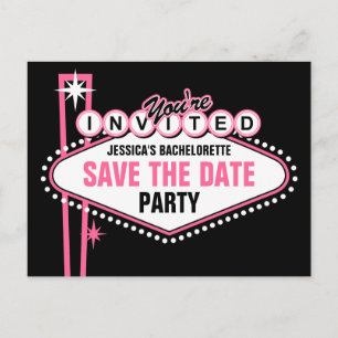 Carte Postale Faire-part Las Vegas Rose Enregistrer La Date