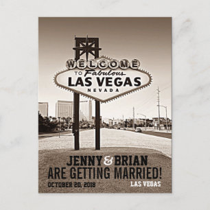 Carte Postale Faire-part Las Vegas Vintage Sépia Mariage Save The Date