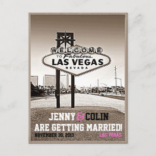 Carte Postale Faire-part Las Vegas Vintage Wedding Photo Enregistrer La Dat