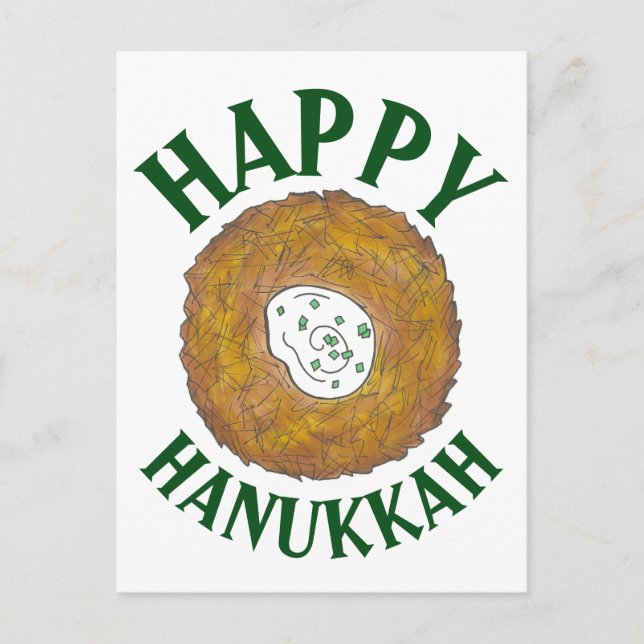 Carte Postale Faire-part Latkes Happy Hanoukka Chanukah Jours fériés juifs (Devant)