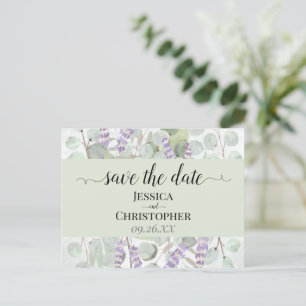 Carte Postale Faire-part Lavande et Eucalyptus mariage vert Enregistrer la 