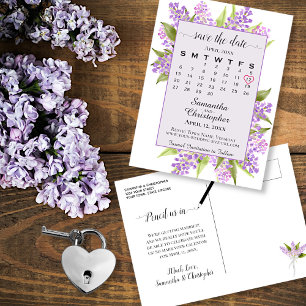 Carte Postale Faire-part Lavender Lilacs Wedding Enregistrer la date Calend