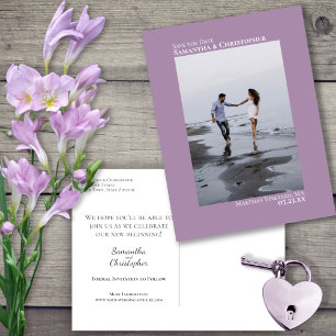 Carte Postale Faire-part Lavender Minimalist Photo Mariage Enregistrer La D