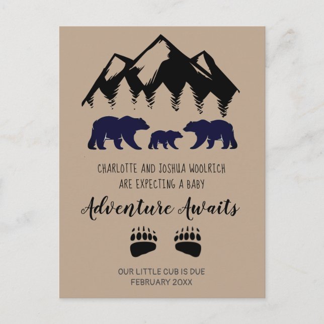 Carte Postale Faire-part L'aventure Attend les Ours Grossesse  (Devant)