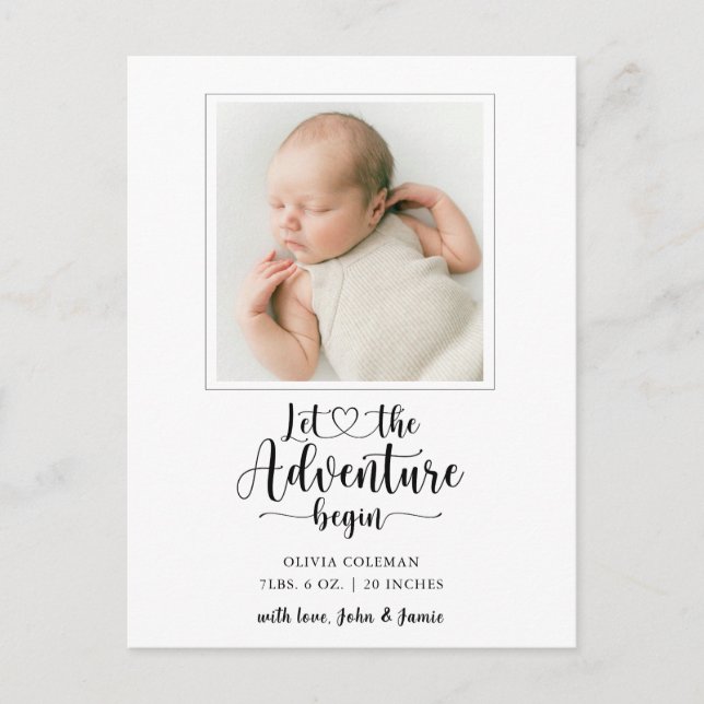 Carte Postale Faire-part L'aventure commence Photo Naissance (Devant)