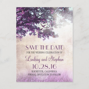 Carte Postale Faire-part le cru rustique d'arbre et d'inséparables font