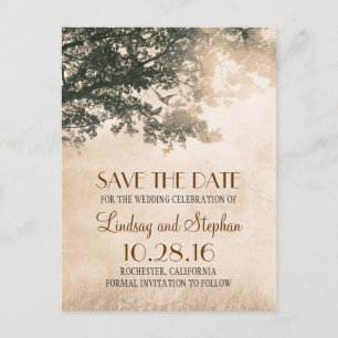 Carte Postale Faire-part le cru rustique d'arbre et d'inséparables font