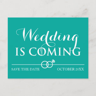 Carte Postale Faire-part Le mariage arrive Enregistrer la date Blanc