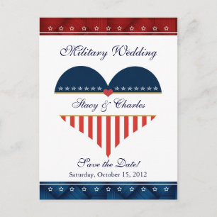 Carte Postale Faire-part Le mariage militaire du coeur des États-Unis Sauve