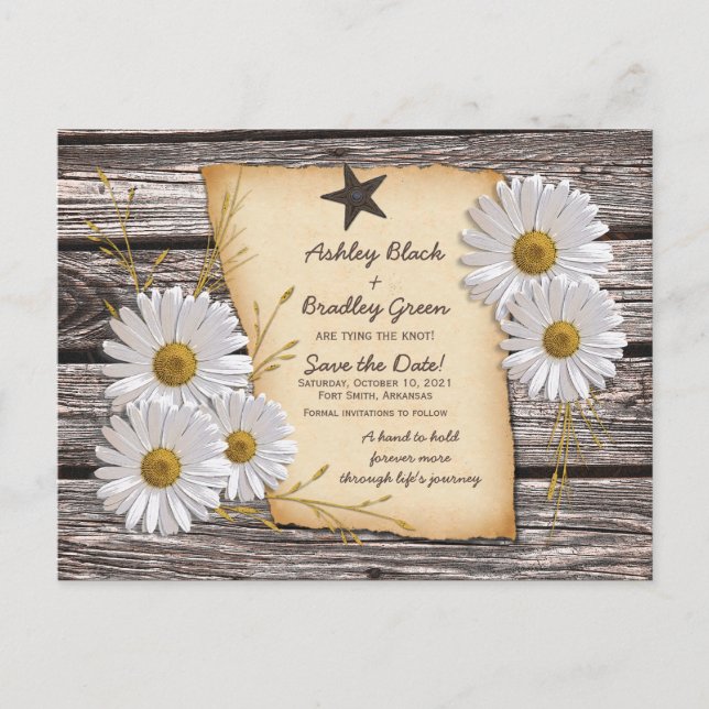 Carte Postale Faire-part Le mariage occidental rustique blanc de la marguer (Devant)